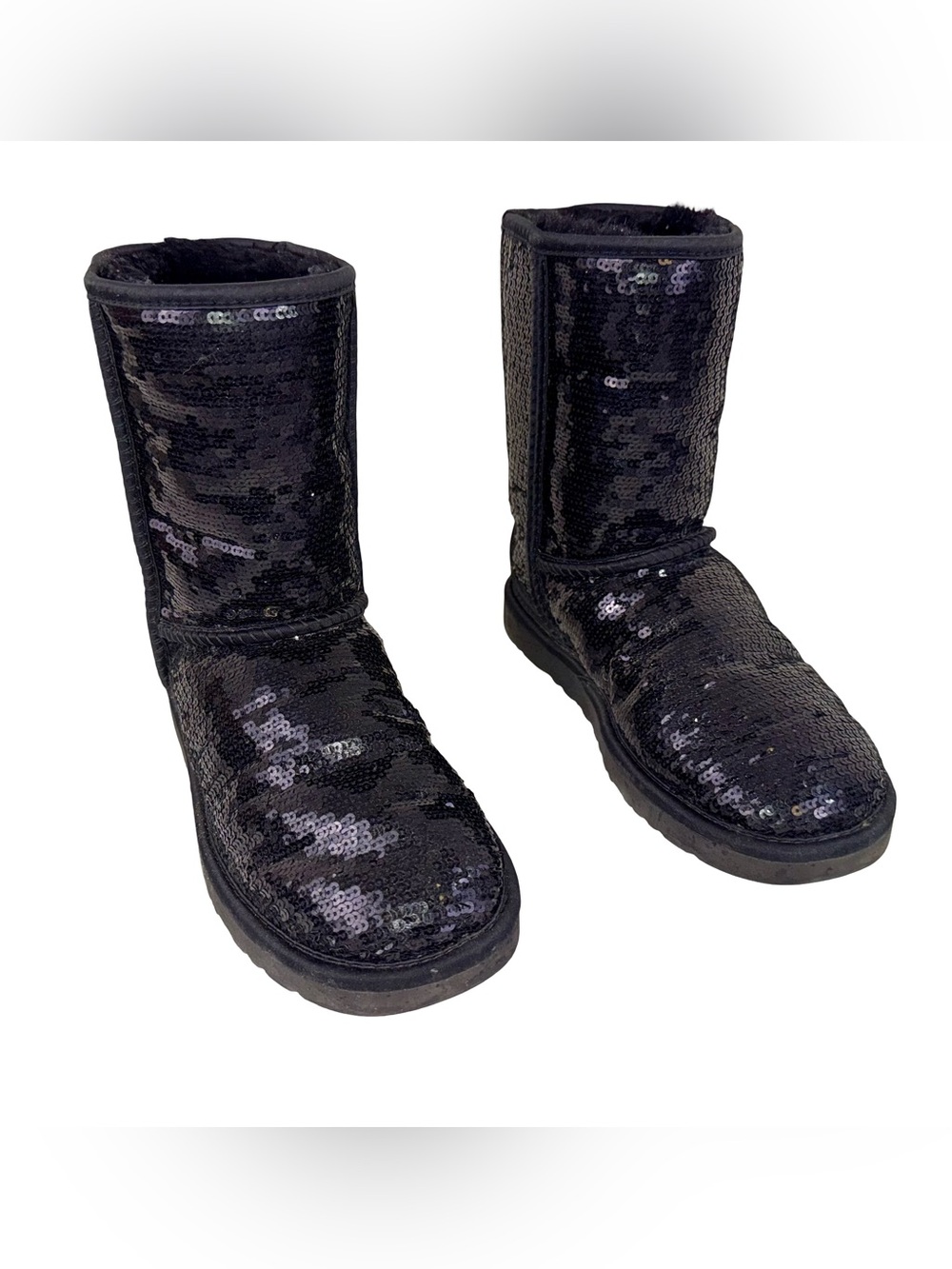 UGG CLASSIC COSMOS SEQUIN BOOTS IN BLACK